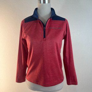 Vineyard Vines Womens Mediu Blue Pink 1/4 Zip Jacket Sweater Outdoor Pima Ladies